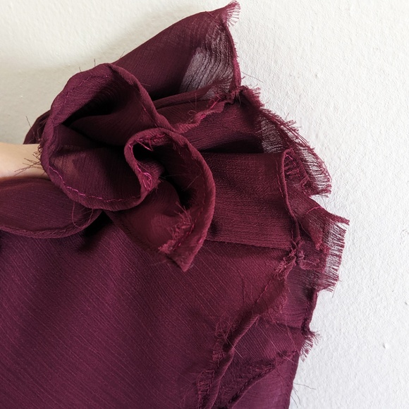 Vera Wang WHITE V-Neck Wrapped Bodice Dress Wine 4 - Picture 5 of 6